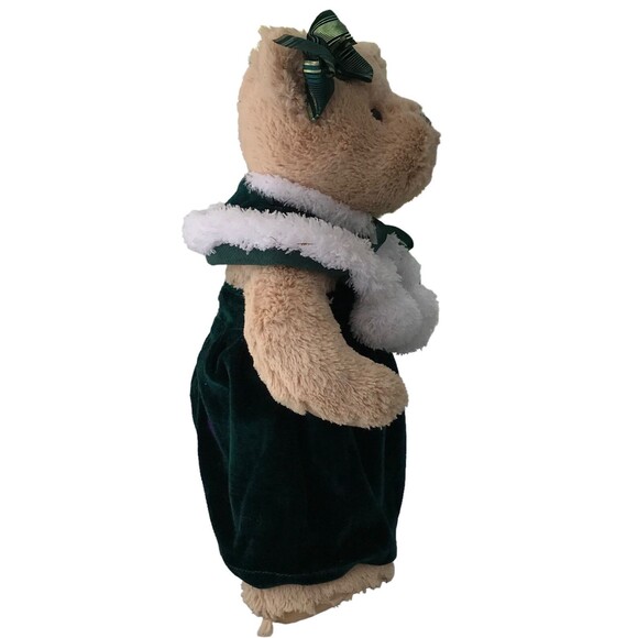 Nova Plush The Cherish Collection 2011 Bear Green Velvet Dress With White Trim - Picture 5 of 10